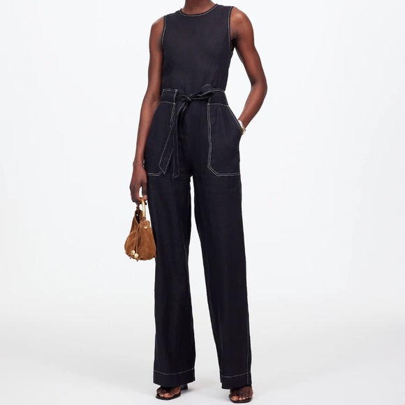 Madewell‎ Contrast-Stitch Relaxed Straight-Leg Jumpsuit Size 14 - Picture 1 of 10
